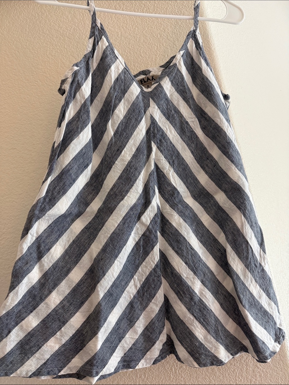 Flax Gray and White Striped Linen Tank Top
